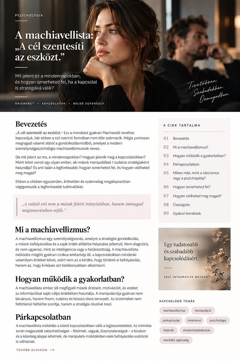 Machiavellizmus a kapcsolatokban, amikor a kapcsolat is stratégiává válik